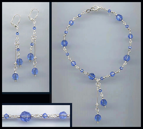 Blue Crystal Anklet set