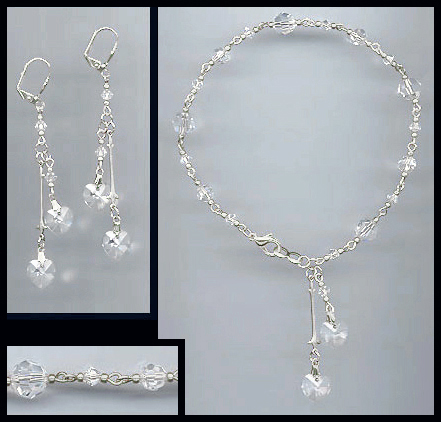 Clear Crystal Heart Anklet Set