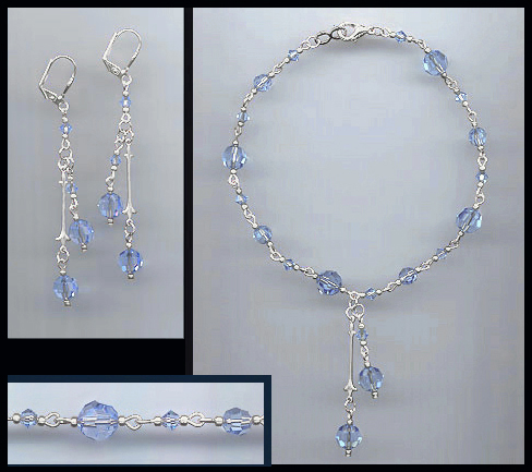 Light Blue Crystal Anklet Set