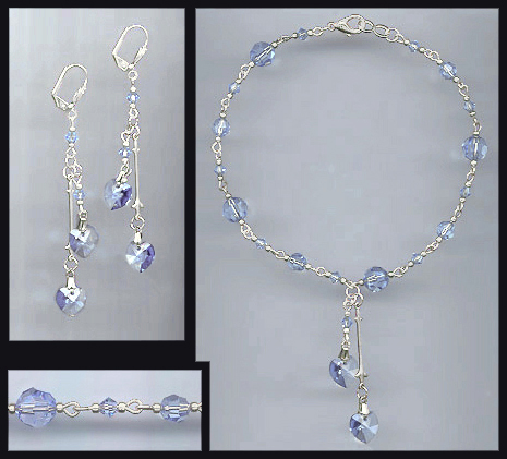 Light Blue Heart Anklet Set