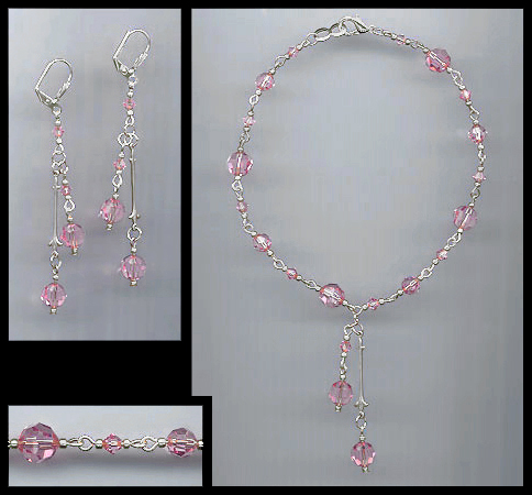 Light Pink Crystal Anklet Set