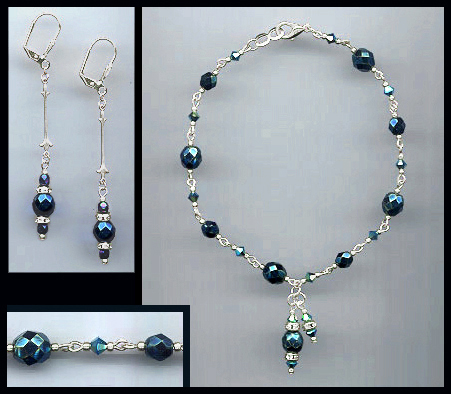 Midnight Blue Drop Anklet Set