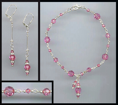 Pink Crystal Anklet Set
