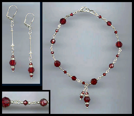 Ruby Red Swarovski Crystal Anklet Set