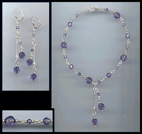 Tanzanite Purple Crystal Anklet Set