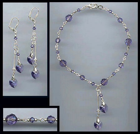 Tanzanite Purple Heart Anklet Set