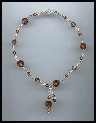 Coffee Brown Crystal Drop Anklet