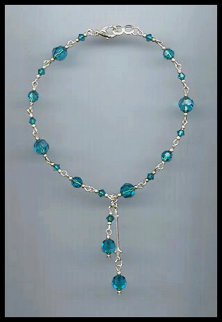 Teal Blue Crystal Anklet