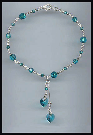 Teal Blue Heart Anklet