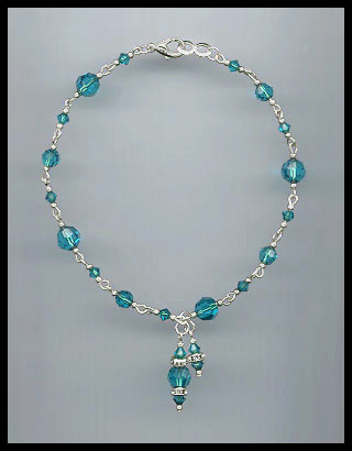 Teal Blue Crystal Anklet