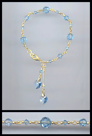 Swarovski Aquamarine Crystal Heart Anklet