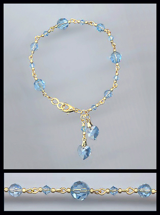 Swarovski Aquamarine Heart Charm Anklet