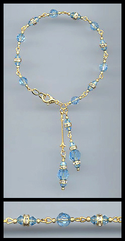 Gold Aquamarine Crystal Rondelle Anklet