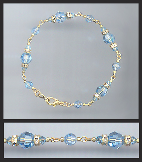 Gold Aquamarine Crystal Anklet