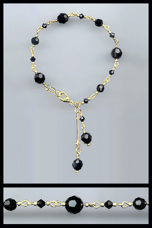 Gold Jet Black Swarovski Crystal Bracelet