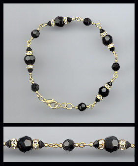 Gold Jet Black Crystal Bracelet