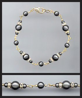 Gold Black Pearl Bracelet