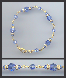 Gold Sapphire Blue Crystal Bracelet