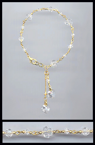Gold Clear Double Heart Bracelet
