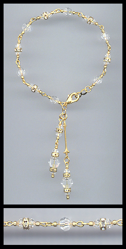 Gold Swarovski Clear Rondelle Bracelet