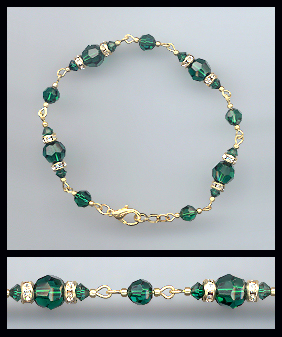 Gold Emerald Green Crystal Bracelet