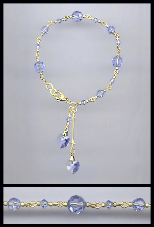 Gold Light Blue Double Heart Bracelet