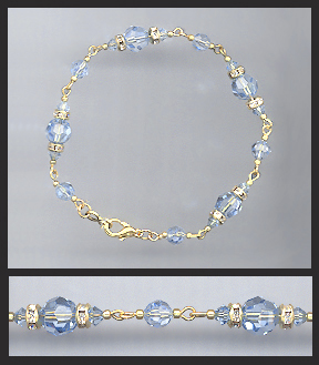 Gold Light Blue Crystal Bracelet