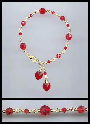 Swarovski Cherry Red Heart Charm Anklet