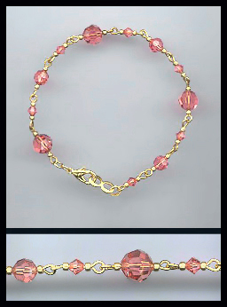 Gold Coral Crystal Anklet