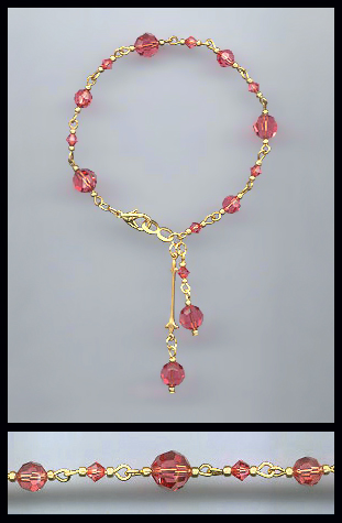 Gold Swarovski Padparadscha Crystal Anklet