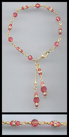 Gold Coral Crystal Rondelle Anklet