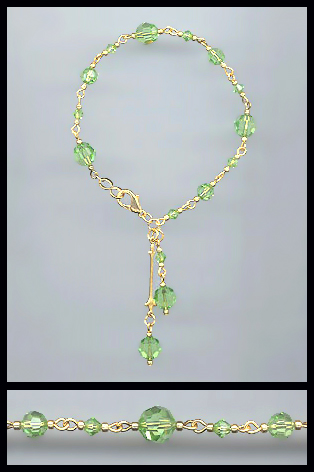 Gold Peridot Green Swarovski Crystal Bracelet