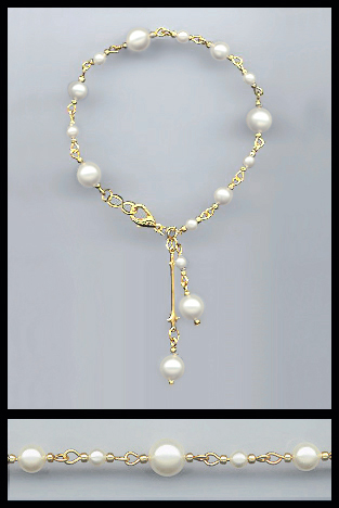 Gold Swarovski Cream Pearl Anklet