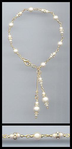 Gold Cream Pearl Rondelle Anklet