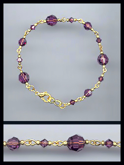 Gold Amethyst Purple Crystal Bracelet