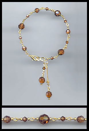 Gold Coffee Brown Swarovski Crystal Bracelet
