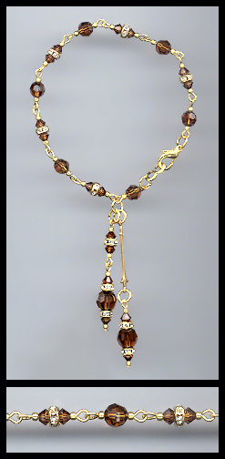 Gold Coffee Brown Crystal Rondelle Bracelet