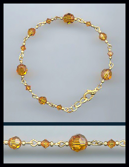Gold Amber Topaz Crystal Bracelet