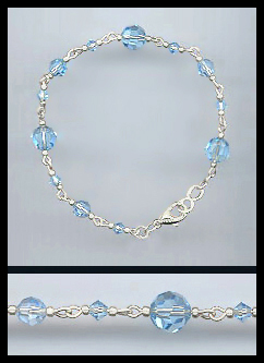Simple Swarovski Aquamarine Crystal Anklet