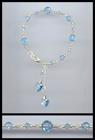 Swarovski Aquamarine Crystal Heart Anklet