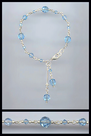 Swarovski Aquamarine Crystal Drop Anklet