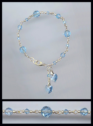 Swarovski Aquamarine Heart Charm Anklet