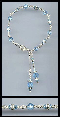 Swarovski Aquamarine Crystal Rondelle Anklet