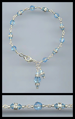 Swarovski Aquamarine Crystal Charm Anklet