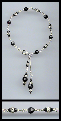 Silver Aquamarine Crystal Rondelle Bracelet