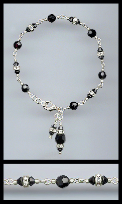 Silver Aquamarine Rondelle Charm Bracelet