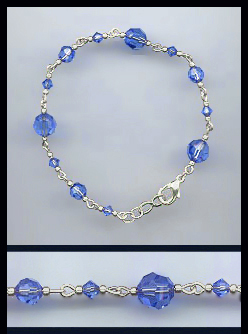 Silver Sapphire Blue Crystal Bracelet