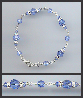 Silver Sapphire Blue Crystal Bracelet