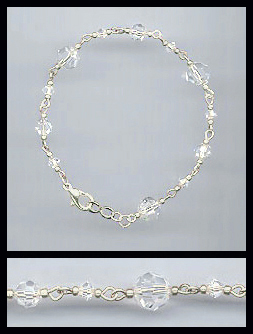 Silver Aquamarine Crystal Bracelet