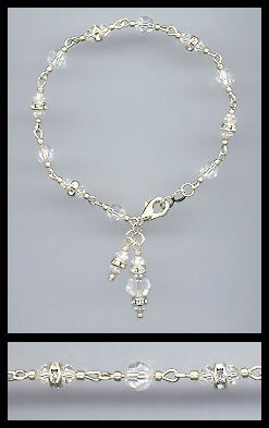 Silver Aquamarine Rondelle Charm Bracelet